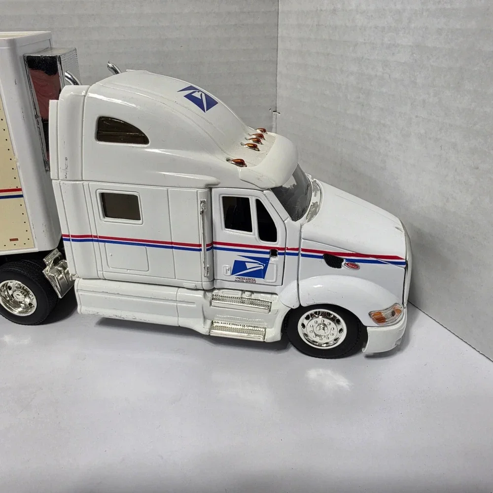 USPS Peterbilt Semi Truck and Trailer Toy White We Deliver For You Mail Truck*